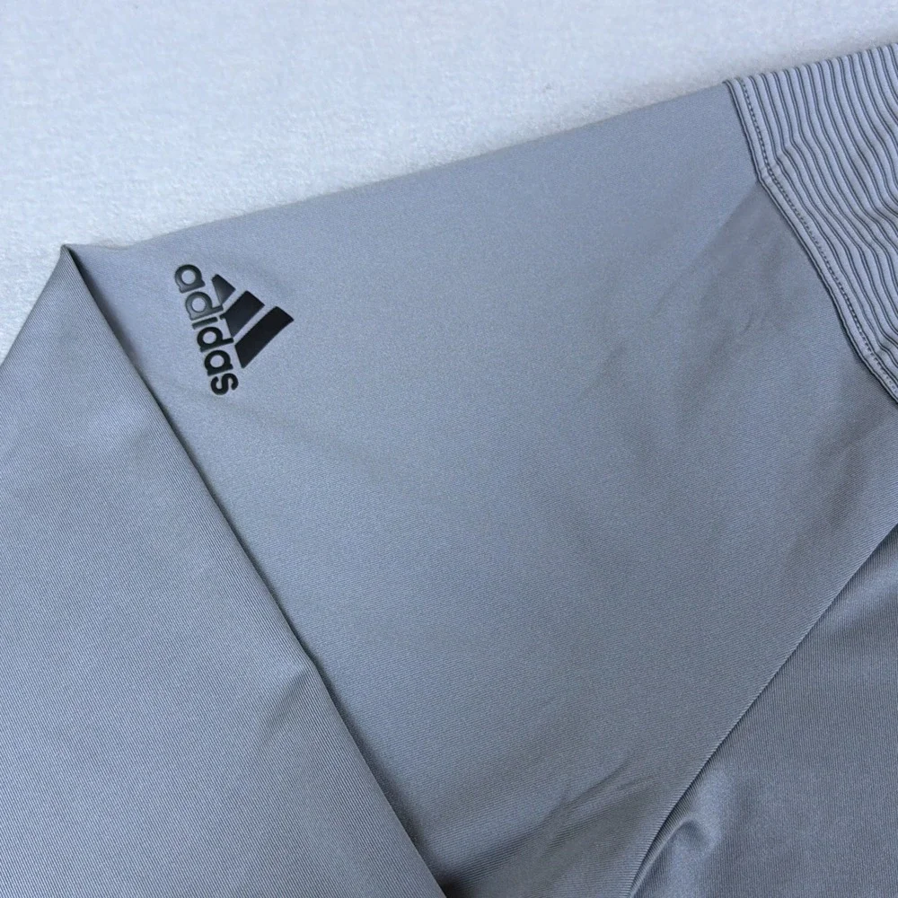 Adidas Shoulder Stripe 1/4 Zip Sweatshirt Mens Extra Large Gray Pullover Running